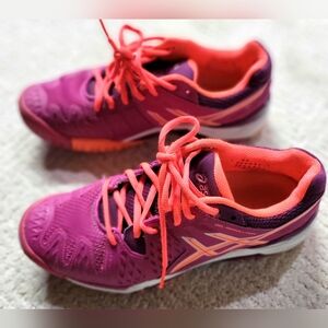 ASICS womens gel resolution 6 berry/coral/plum running tennis shoes size 8.5 euc